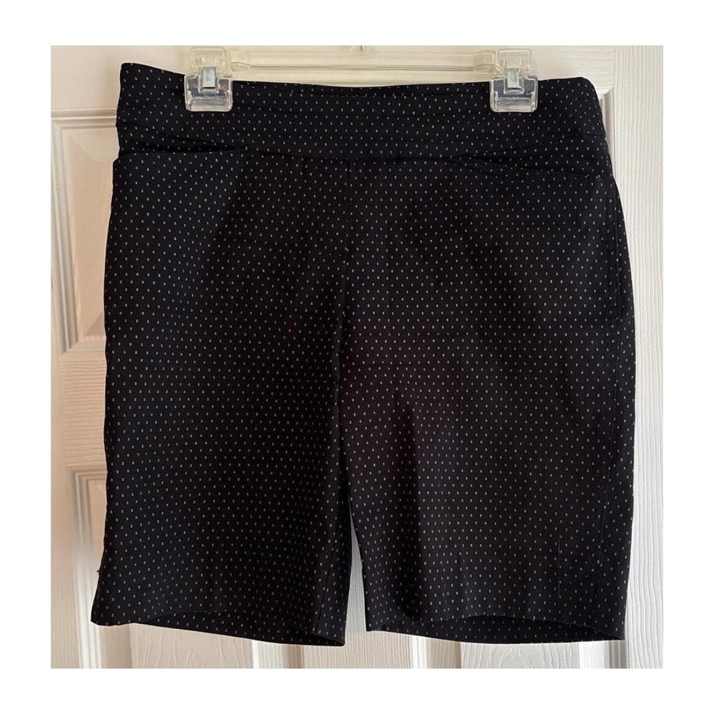Hilary Radley Womens Size M Black White Polka Dot Stretch Shorts